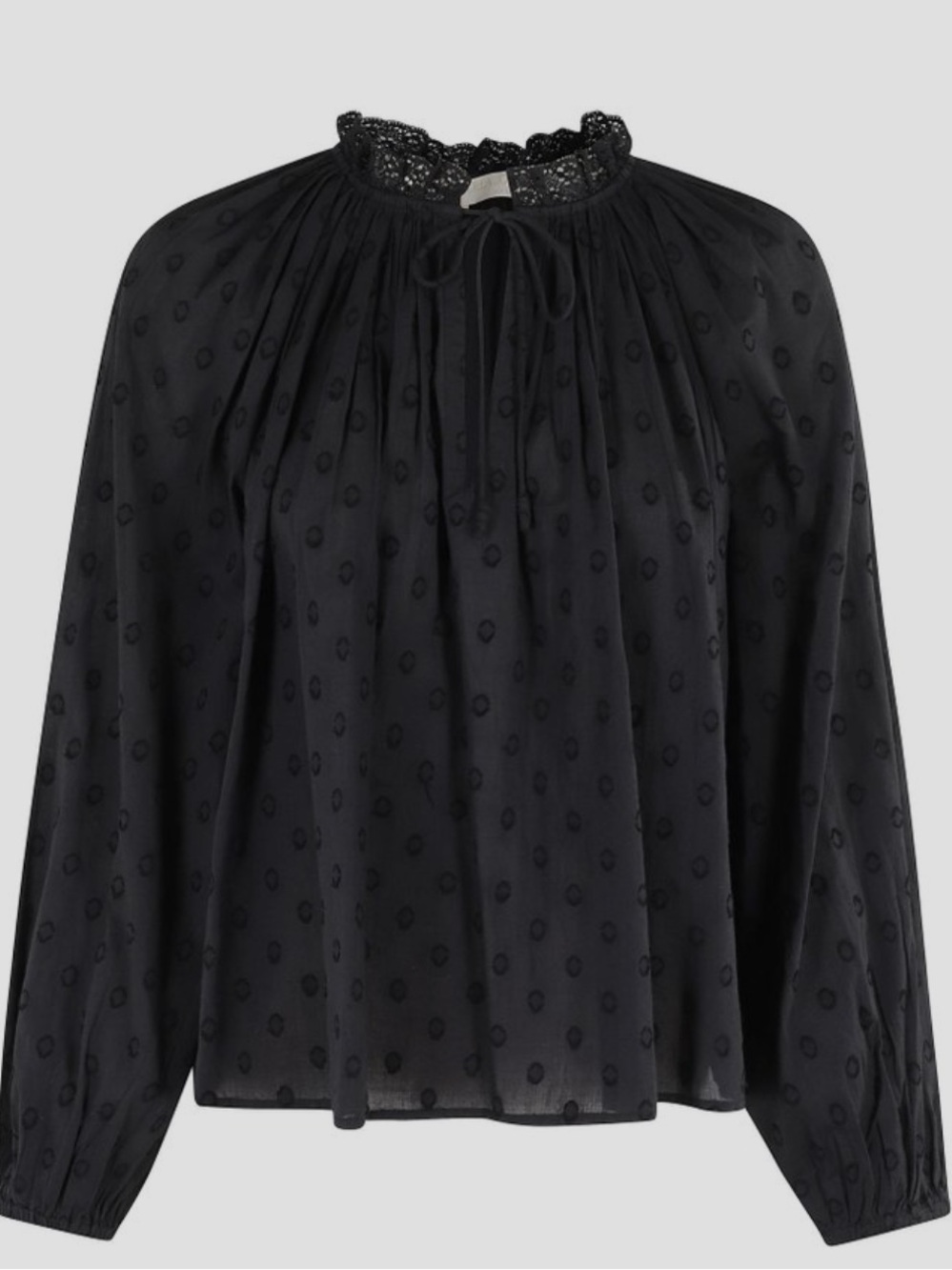 Ulla Johnson Ada boho chic cotton dobble clip dot split neck blouse sz 4 EUC